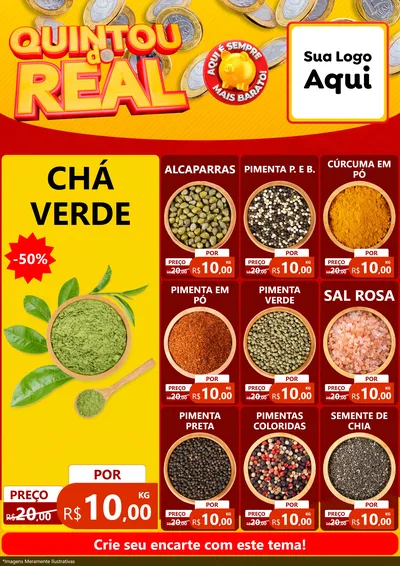 Modelo de Encarte para Encarte A4 Vertical com o tema Quintou do Real para Produtos Naturais