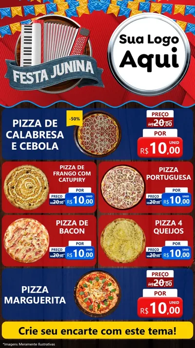 Modelo de TV para TV Vertical com o tema Festa Junina para Pizzaria