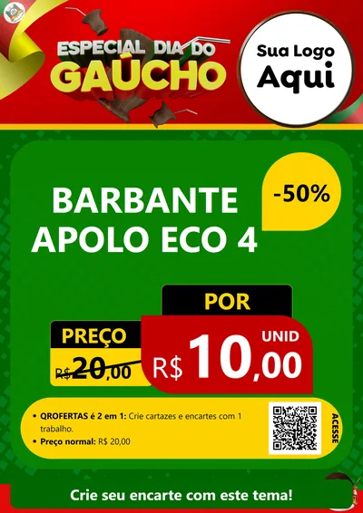 Modelo de Cartaz para Cartaz A4 Vertical com o tema Especial Dia do Gaúcho para Armarinho e Aviamentos