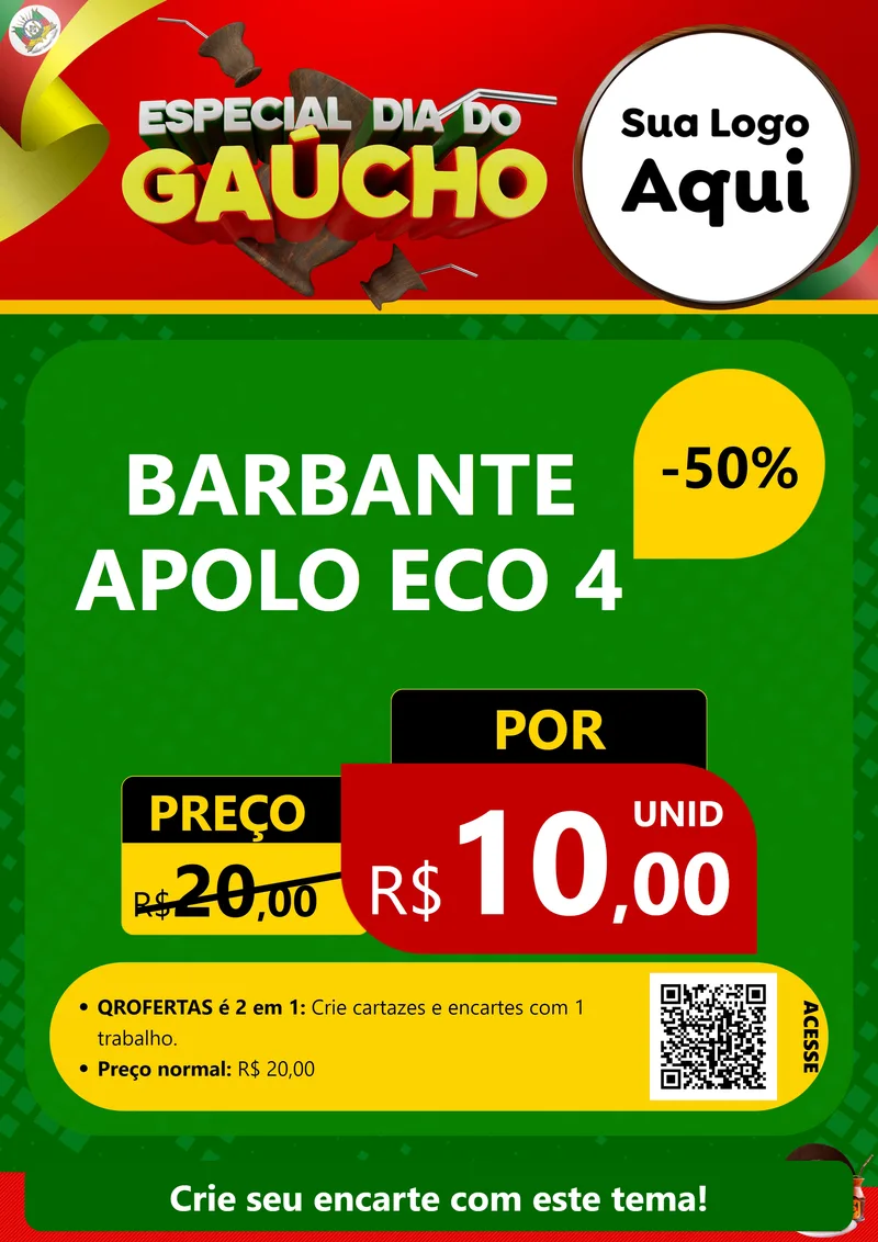 Modelo de Cartaz para Cartaz A4 Vertical com o tema Especial Dia do Gaúcho para Armarinho e Aviamentos