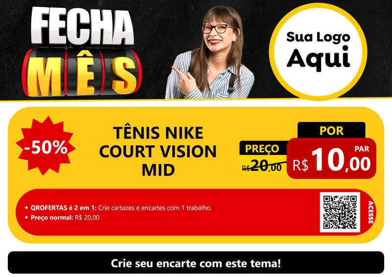Modelo de Cartaz para Cartaz A4 Horizontal com o tema Fecha Mês para Calçados