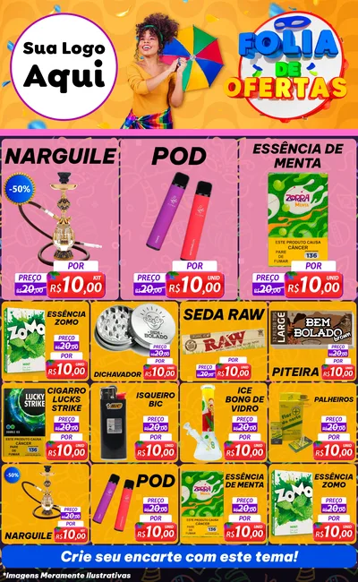 Modelo de Encarte para Encarte Grande com o tema Folia de Ofertas para Tabacaria