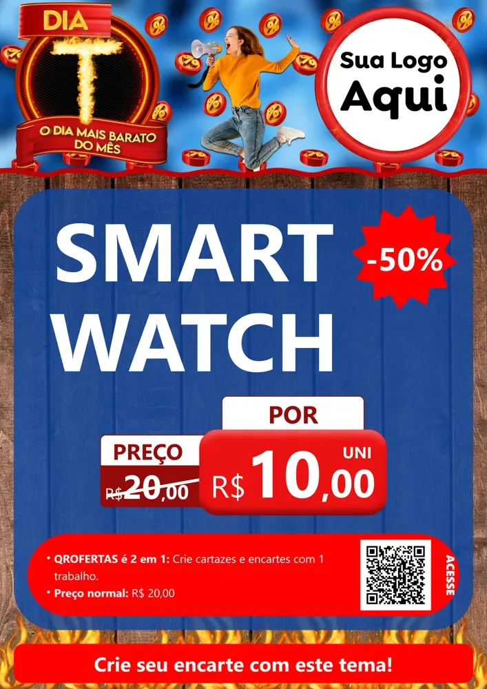 Modelo de Cartaz para Cartaz A4 Vertical com o tema Dia T - O Dia Mais Barato Do Mês para Informática