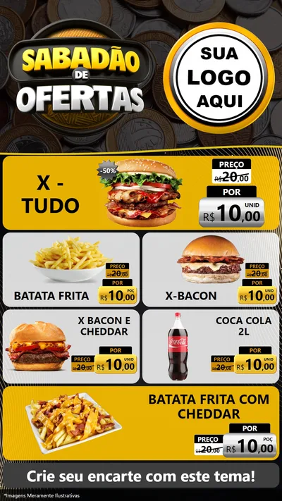 Modelo de TV para TV Vertical com o tema Sabadão de Ofertas para Hamburgueria