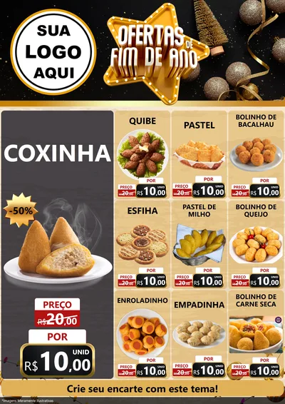 Modelo de Encarte para Encarte A4 Vertical com o tema Ofertas de Fim de Ano para Salgadaria