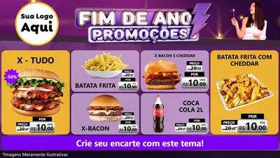 Modelo de TV para TV Horizontal com o tema Fim de Ano Promoções para Hamburgueria