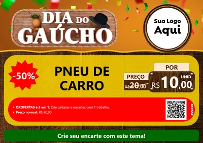Modelo de Cartaz para Cartaz A4 Horizontal com o tema Dia do Gaúcho para Auto peças