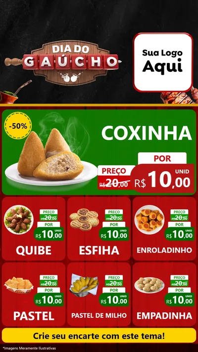 Modelo de Rede Social para Stories com o tema Dia do Gaúcho para Salgadaria