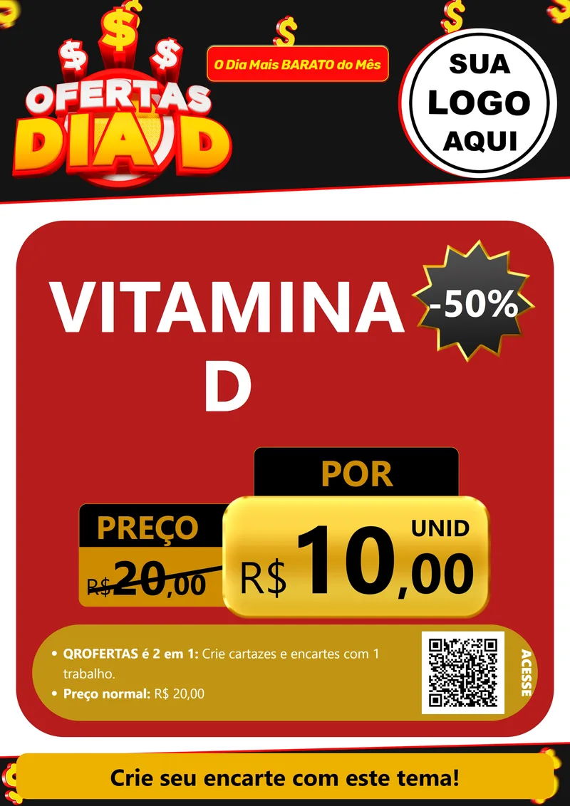Modelo de Cartaz para Cartaz A4 Vertical com o tema Ofertas Dia D para Farmácia