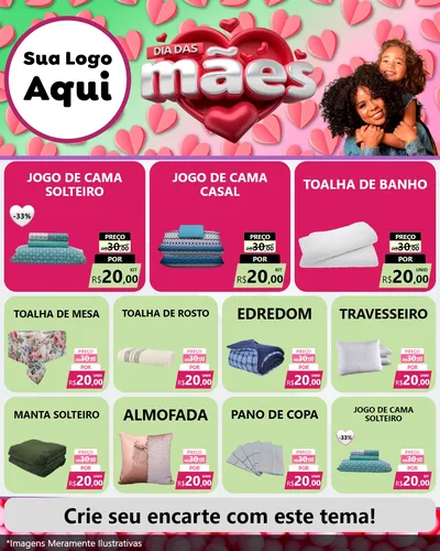 Modelo de Rede Social para Feed Instagram com o tema Dia das Mães para Cama, Mesa e Banho