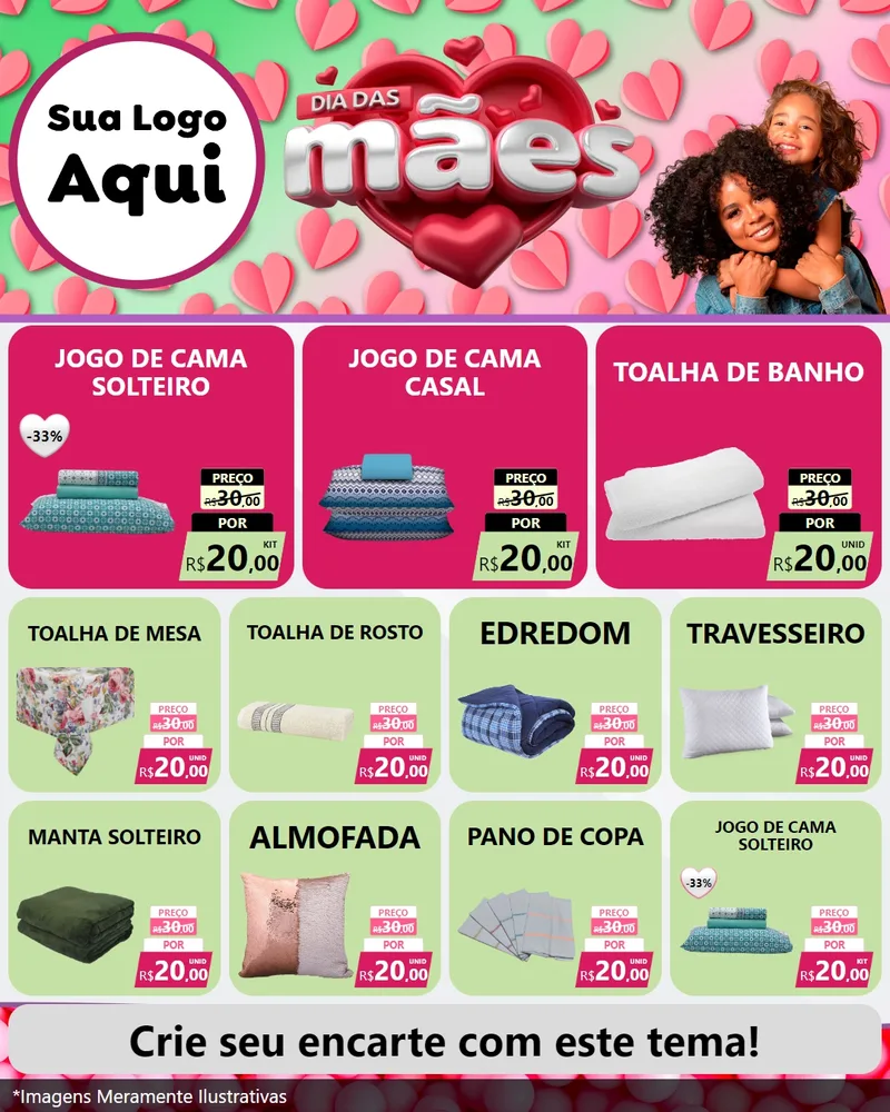 Modelo de Rede Social para Feed Instagram com o tema Dia das Mães para Cama, Mesa e Banho