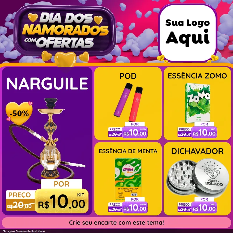 Modelo de Rede Social para Feed Facebook com o tema Dia Dos Namorados Com Ofertas para Tabacaria