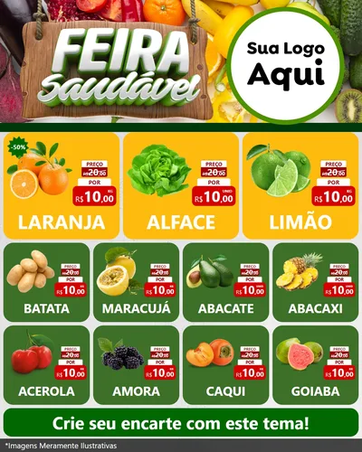 Modelo de Rede Social para Feed Instagram com o tema Feira Saudável para Hortifrúti