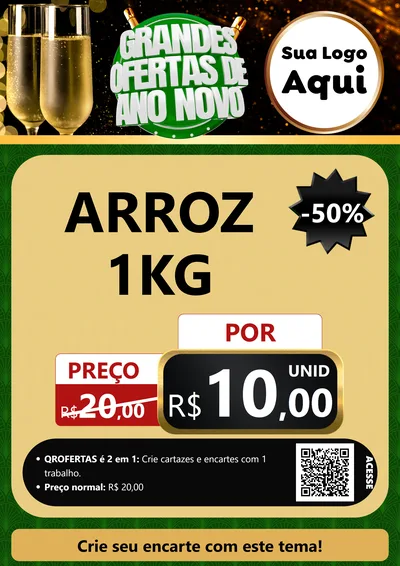 Modelo de Cartaz para Cartaz A4 Vertical com o tema Grandes Ofertas de Ano Novo para Supermercado
