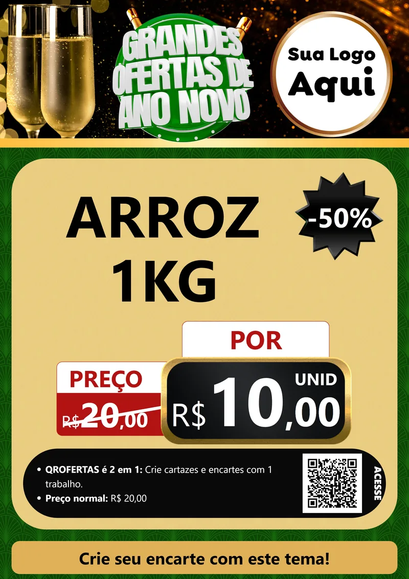 Modelo de Cartaz para Cartaz A4 Vertical com o tema Grandes Ofertas de Ano Novo para Supermercado