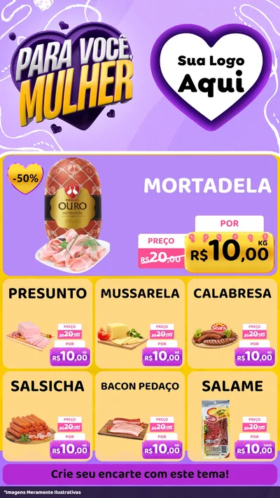 Modelo de Rede Social para Stories com o tema Para Você, Mulher para Frios e Laticínios