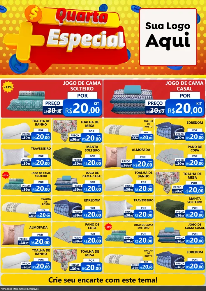 Modelo de Encarte para Encarte A4 Vertical com o tema Quarta Mais Especial para Cama, Mesa e Banho