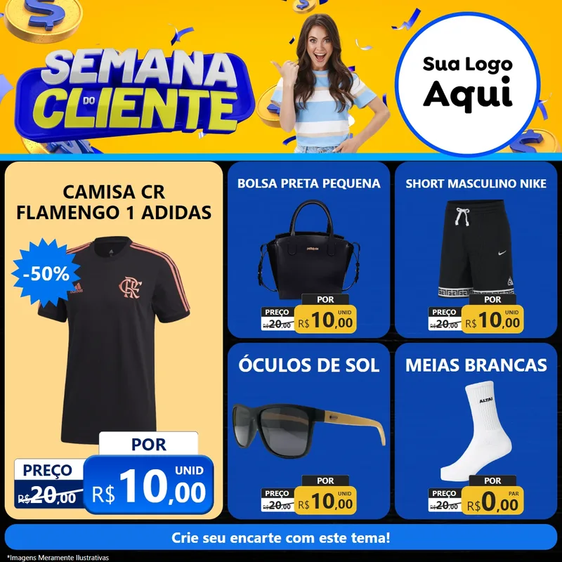 Modelo de Rede Social para Feed Facebook com o tema Semana do Cliente para Roupas e acessórios
