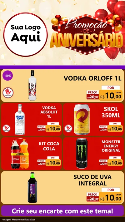 Modelo de TV para TV Vertical com o tema Promoção de Aniversário para Distribuidora de bebidas