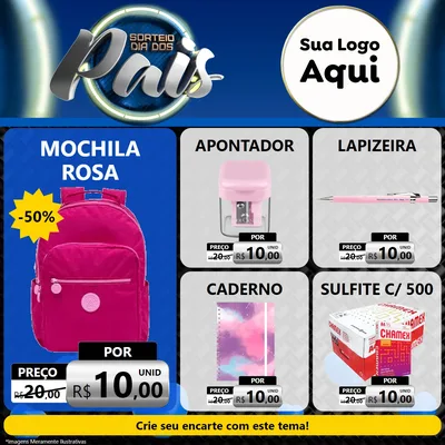Modelo de Rede Social para Feed Facebook com o tema Sorteio Dia Dos Pais para Papelaria