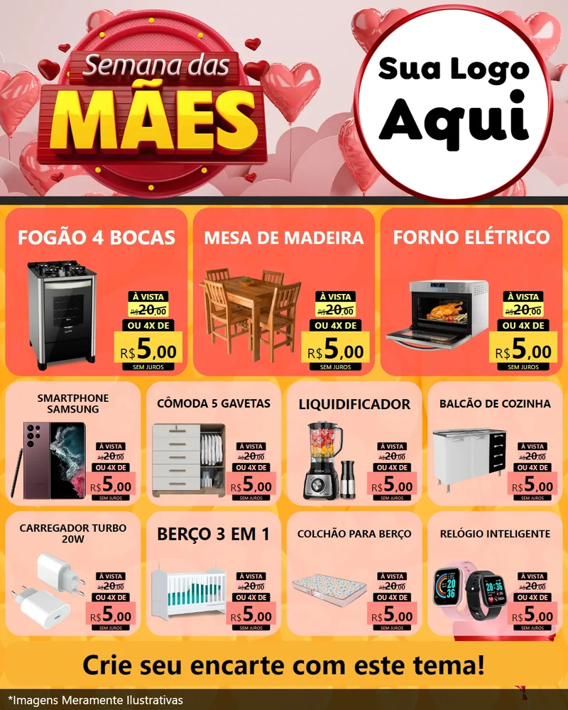 Modelo de Rede Social para Feed Instagram com o tema Semana das Mães para Móveis e Eletro