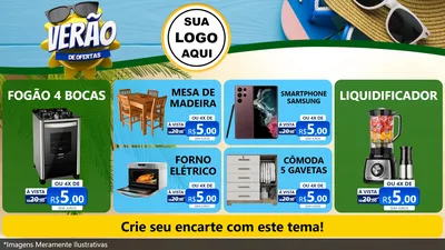 Modelo de TV para TV Horizontal com o tema Verão de Ofertas para Móveis e Eletro