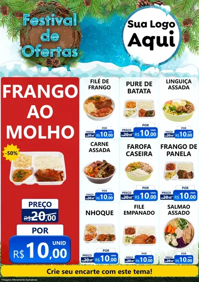 Modelo de Encarte para Encarte A4 Vertical com o tema Festival de Ofertas - Inverno para Restaurante