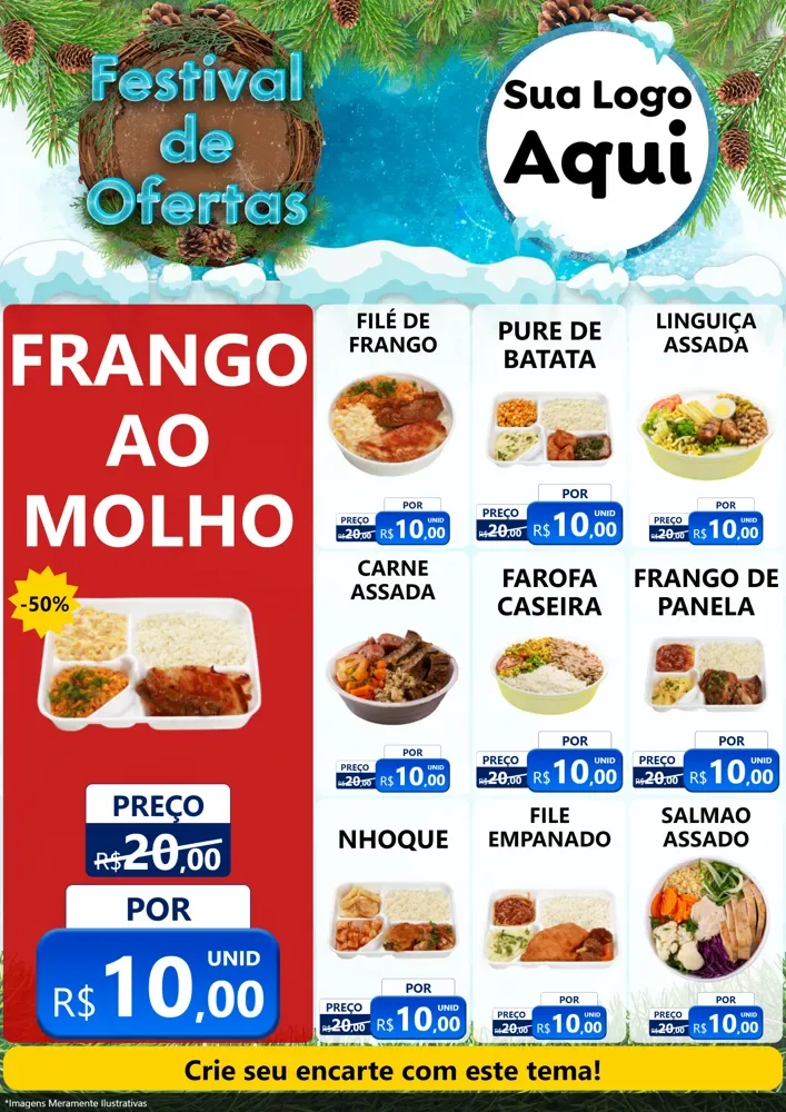 Modelo de Encarte para Encarte A4 Vertical com o tema Festival de Ofertas - Inverno para Restaurante