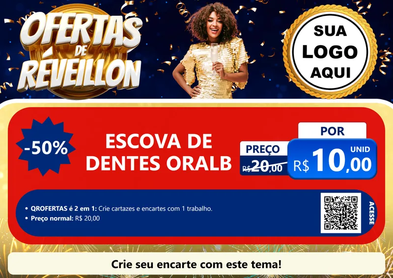 Modelo de Cartaz para Cartaz A4 Horizontal com o tema Ofertas de Réveillon para Higiene Pessoal
