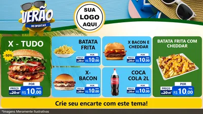 Modelo de TV para TV Horizontal com o tema Verão de Ofertas para Hamburgueria