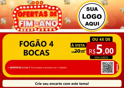 Modelo de Cartaz para Cartaz A4 Horizontal com o tema Ofertas de Fim de Ano para Móveis e Eletro