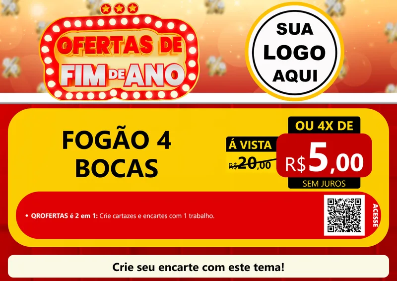 Modelo de Cartaz para Cartaz A4 Horizontal com o tema Ofertas de Fim de Ano para Móveis e Eletro