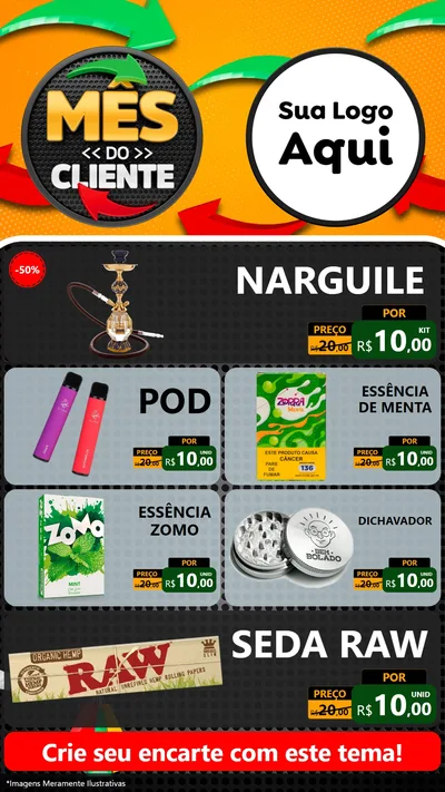 Modelo de TV para TV Vertical com o tema Mês do Cliente para Tabacaria