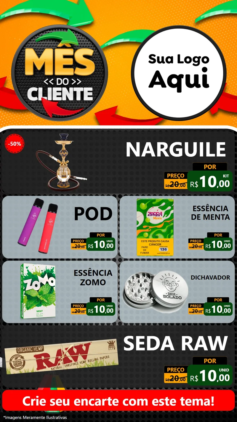 Modelo de TV para TV Vertical com o tema Mês do Cliente para Tabacaria