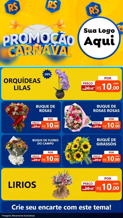 Modelo de TV para TV Vertical com o tema Promoção de Carnaval para Floricultura e jardim