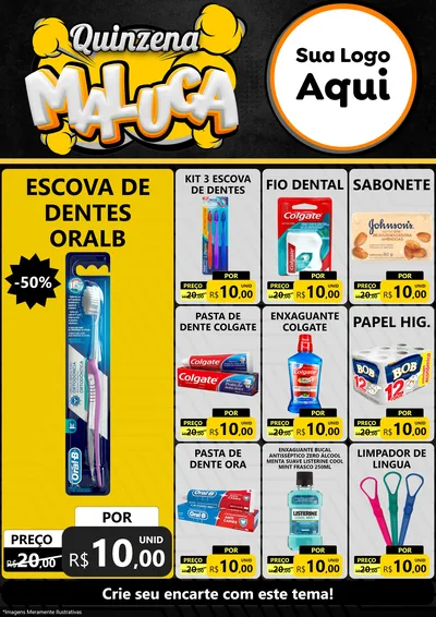 Modelo de Encarte para Encarte A4 Vertical com o tema Quinzena Maluca para Higiene Pessoal
