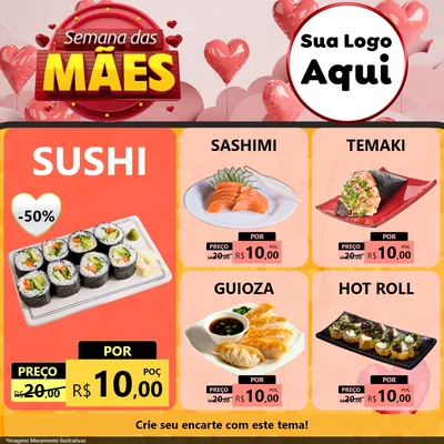 Modelo de Rede Social para Feed Facebook com o tema Semana das Mães para Comida japonesa