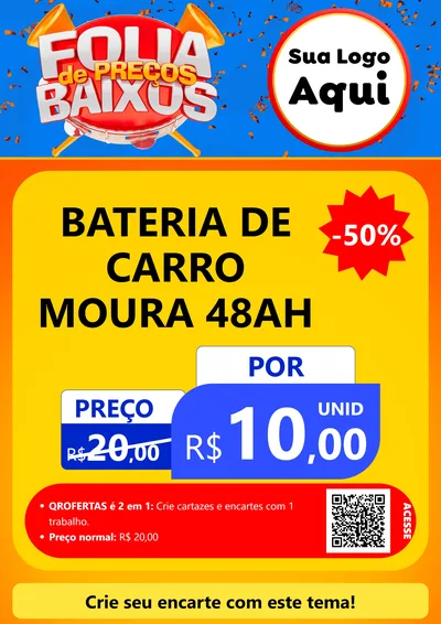 Modelo de Cartaz para Cartaz A4 Vertical com o tema Folia de Preços Baixos para Baterias Elétricas