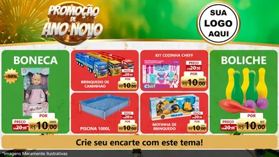 Modelo de TV para TV Horizontal com o tema Promoção de Ano Novo para Brinquedos
