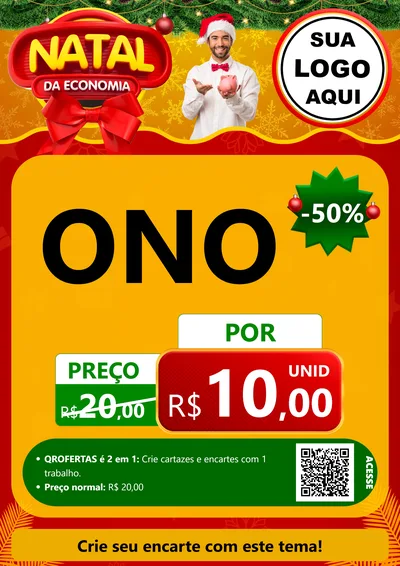 Modelo de Cartaz para Cartaz A4 Vertical com o tema Natal da Economia para Óticas