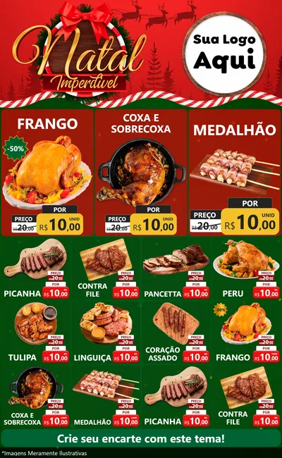 Modelo de Encarte para Encarte Grande com o tema Natal Imperdível para Assados