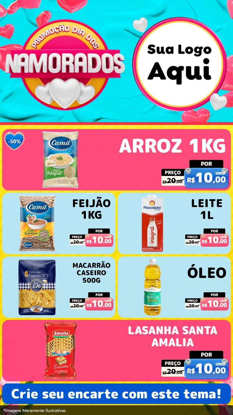 Modelo de TV para TV Vertical com o tema Promoção Dia dos Namorados para Supermercado