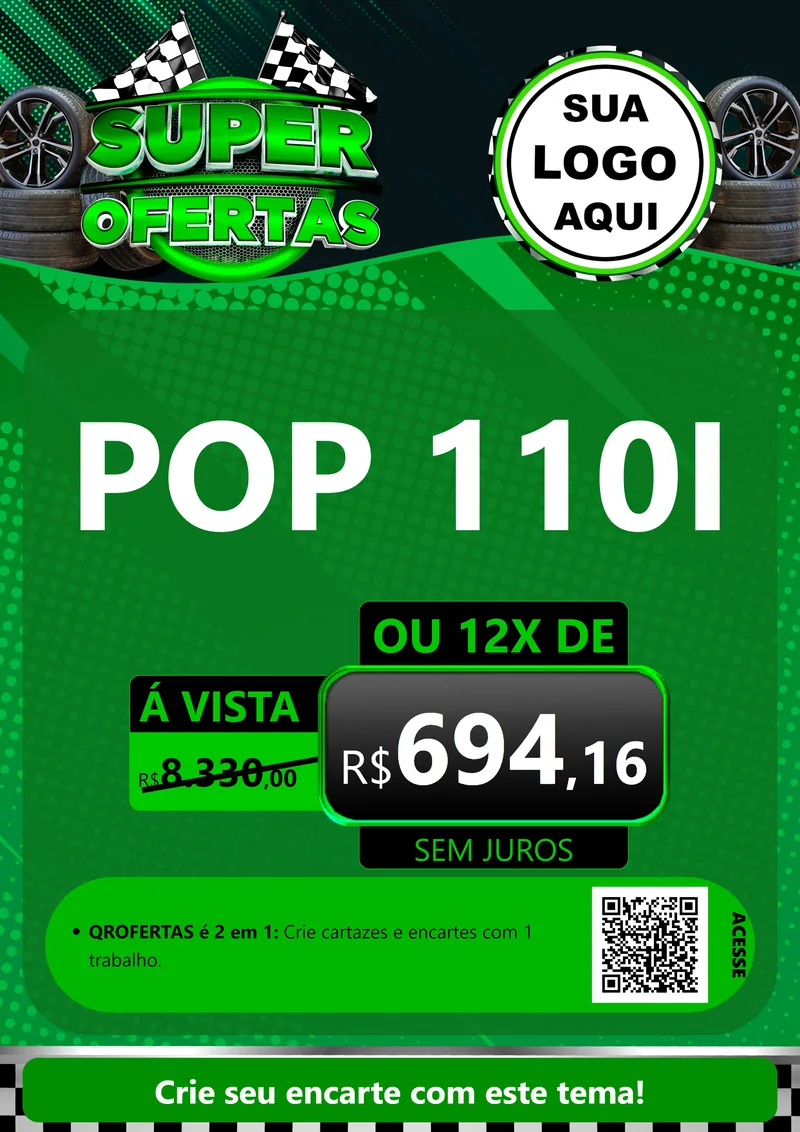 Modelo de Cartaz para Cartaz A4 Vertical com o tema Super Ofertas - Motopeças para Concessionaria de Motos