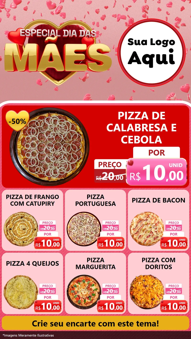 Modelo de Rede Social para Stories com o tema Especial Dia Das Mães para Pizzaria
