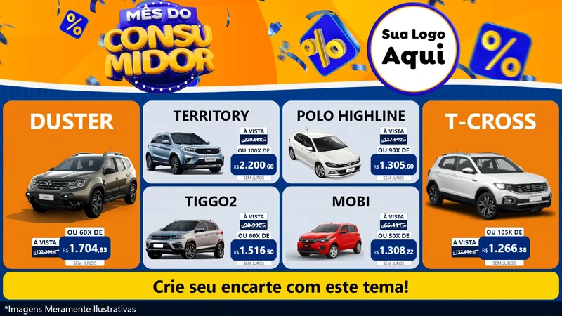 Modelo de TV para TV Horizontal com o tema Mês do Consumidor para Concessionaria de Carros