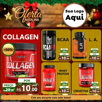 Modelo de Rede Social para Feed Facebook com o tema Ofertas Natalina para Suplementos alimentares