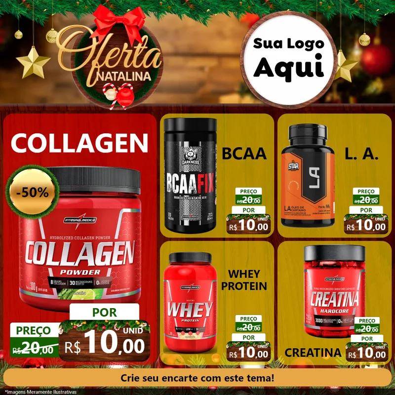 Modelo de Rede Social para Feed Facebook com o tema Ofertas Natalina para Suplementos alimentares