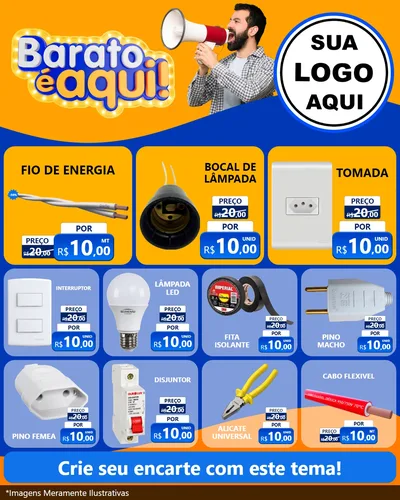Modelo de Rede Social para Feed Instagram com o tema Barato é aqui para Materiais Elétricos