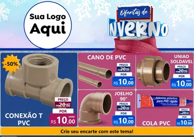 Modelo de Encarte para Encarte A4 Horizontal com o tema Ofertas de Inverno para Tubos e conexões