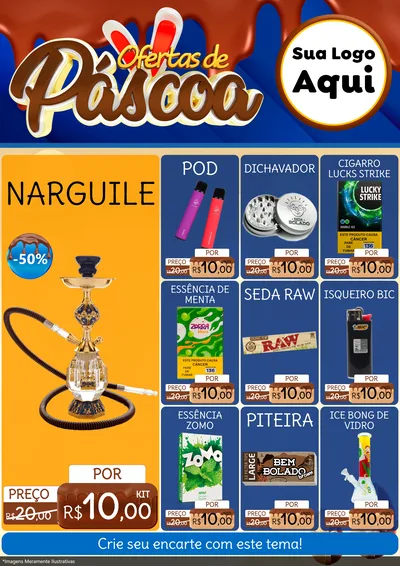 Modelo de Encarte para Encarte A4 Vertical com o tema Ofertas de Páscoa para Tabacaria
